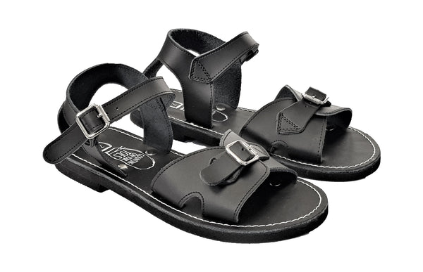 Black Leather Roman Sandals